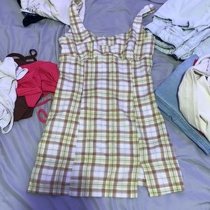 Mini brown green and white dress